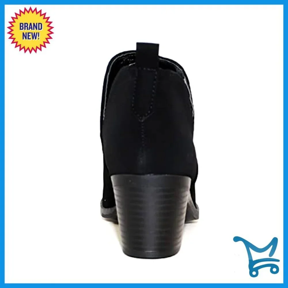 Chunky Low Heel Ankle Boots Slip On Chelsea Square Toe Comfortable Booties